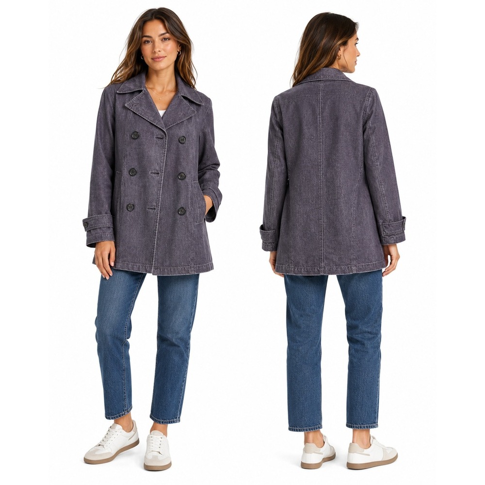 Vintage 90s GAP Women's  Navy Peacoat Jacket Anchor Button Minimalist  Medium‎